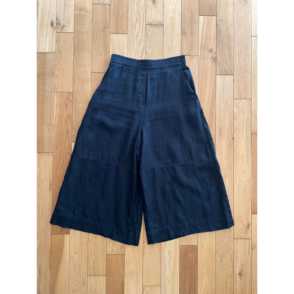 COS 100% Linen Wide Leg Cropped Pants Culottes High Rise Relaxed Womens Size 8